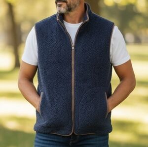 Peter Millar Crown High Pile Sherpa Golf Vest XXL Navy Blue
